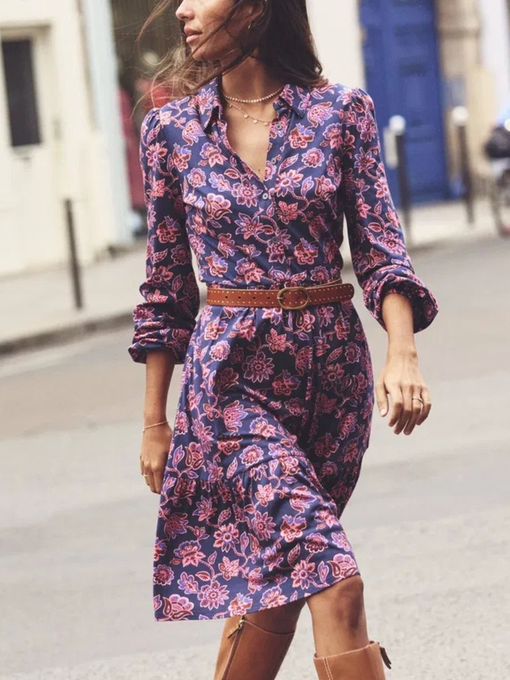 Boden Jemima Tiered Jersey Dress Floral Size 8